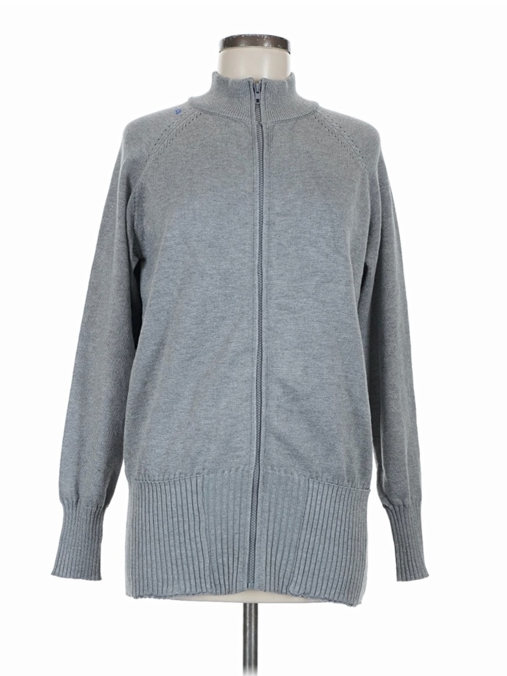 NWT Grace Karin Light Gray Full-Zip Knit Cardigan